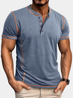 Men's blue button henley t-shirt