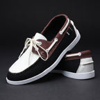 Men's white classic boat shoes with contrast trim