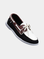 Men's white classic boat shoes with contrast trim