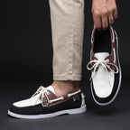 Men's white classic boat shoes with contrast trim