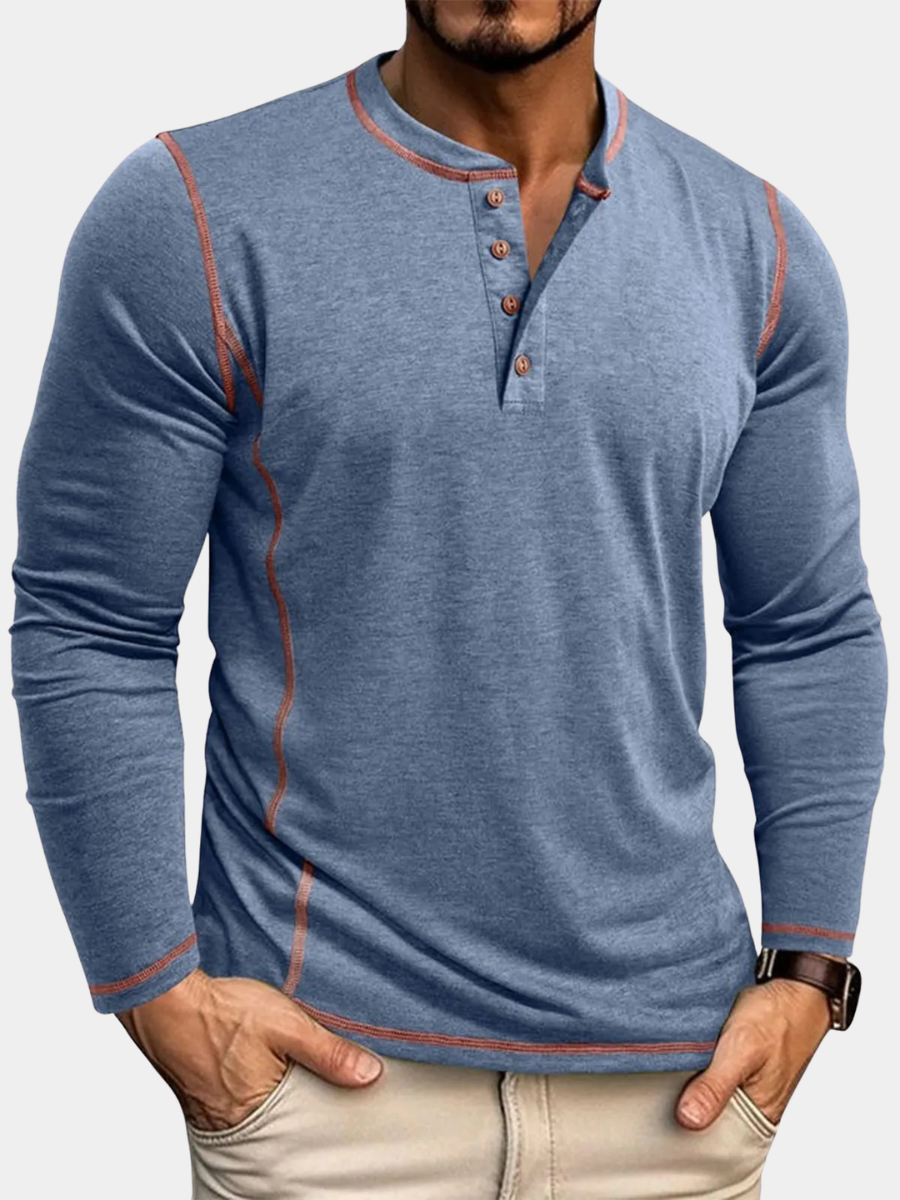 Men's blue classic long sleeve shirt