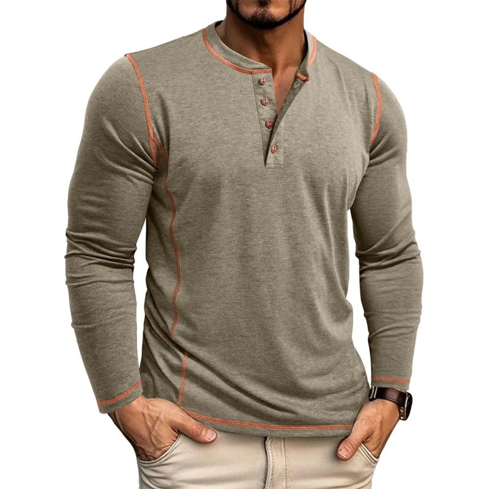 Men's blue classic long sleeve shirt