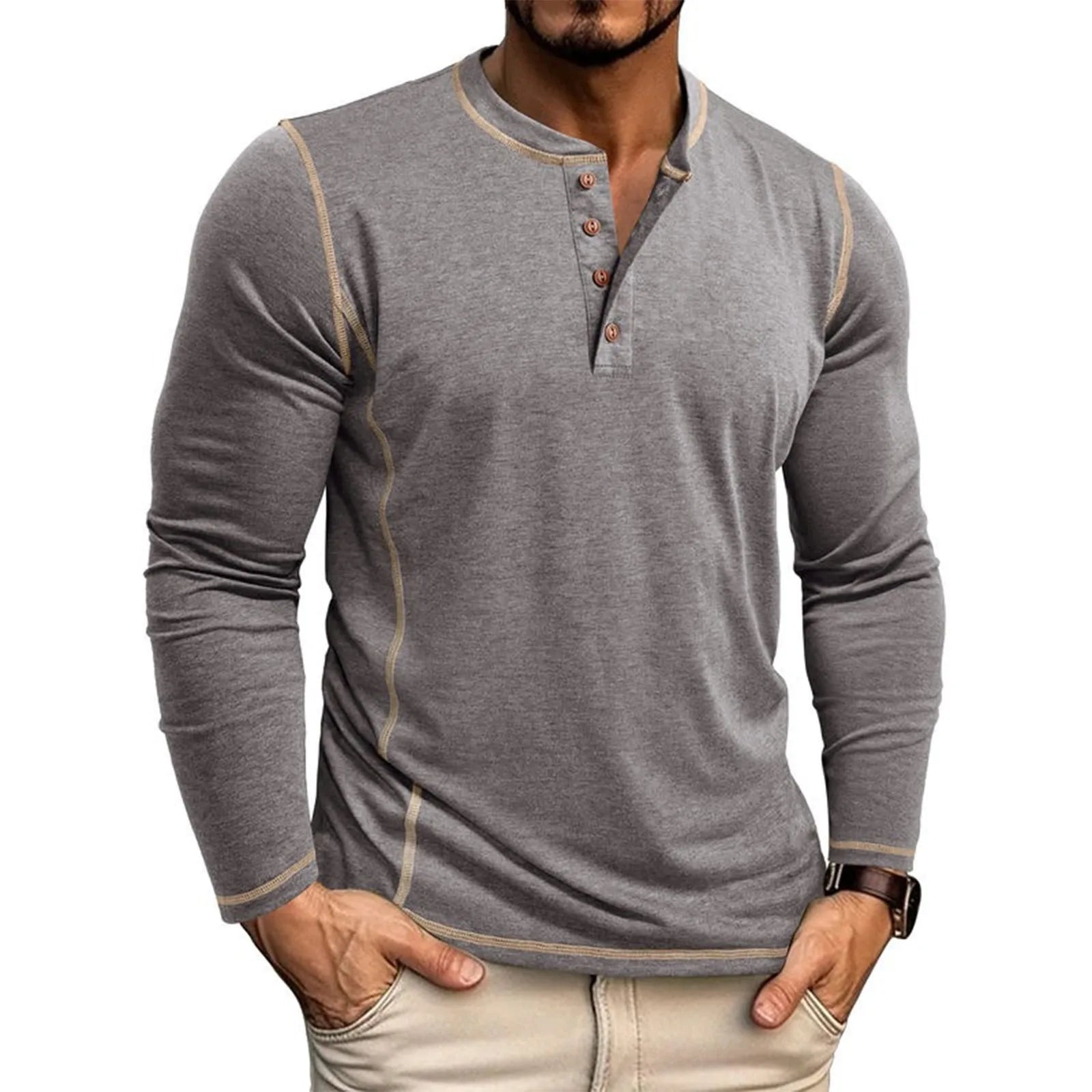 Men's blue classic long sleeve shirt