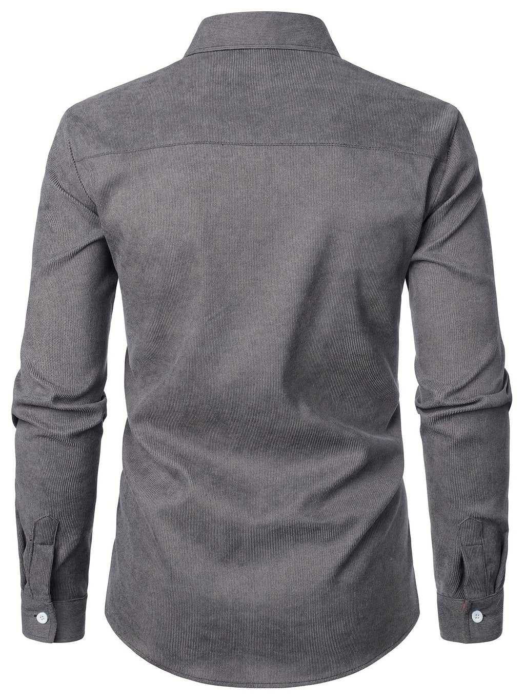 Men's green corduroy check overshirt with long sleeves