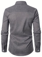 Men's green corduroy check overshirt with long sleeves