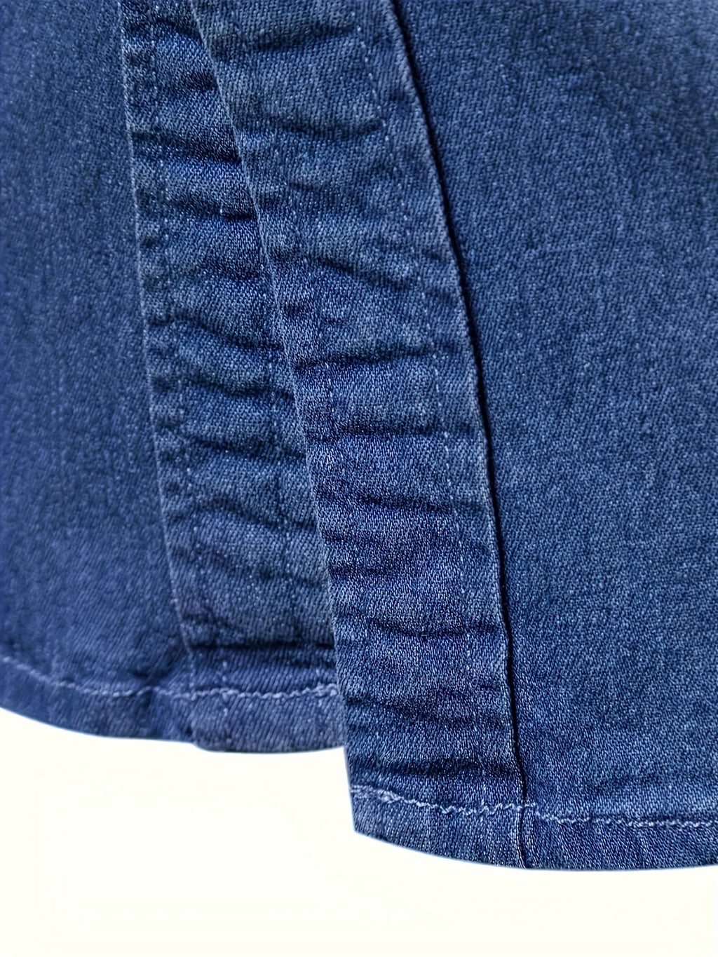 Men's blue long sleeve denim shirt with a lapel collar