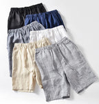Men's beige linen blend drawstring shorts