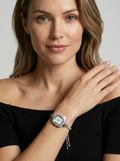 Women's crystal watch with a square dial and chain strap