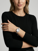 Women's crystal watch with a square dial and chain strap
