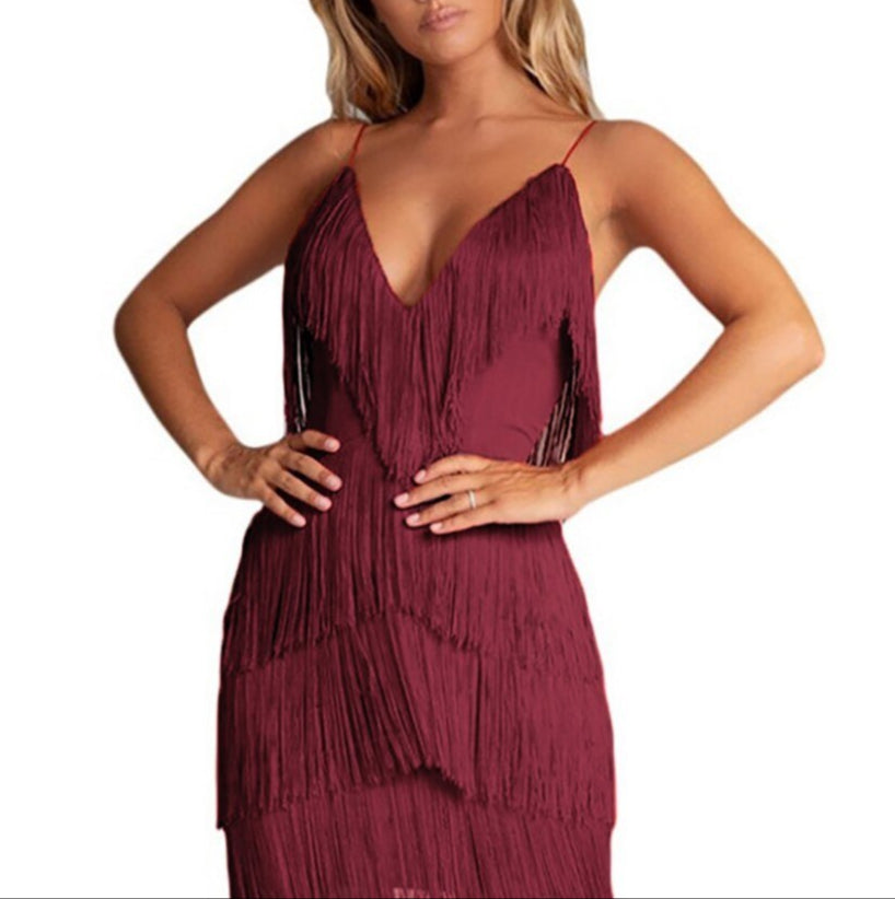 Effortless Bodycon Mini Dress With Fringe Detail 4