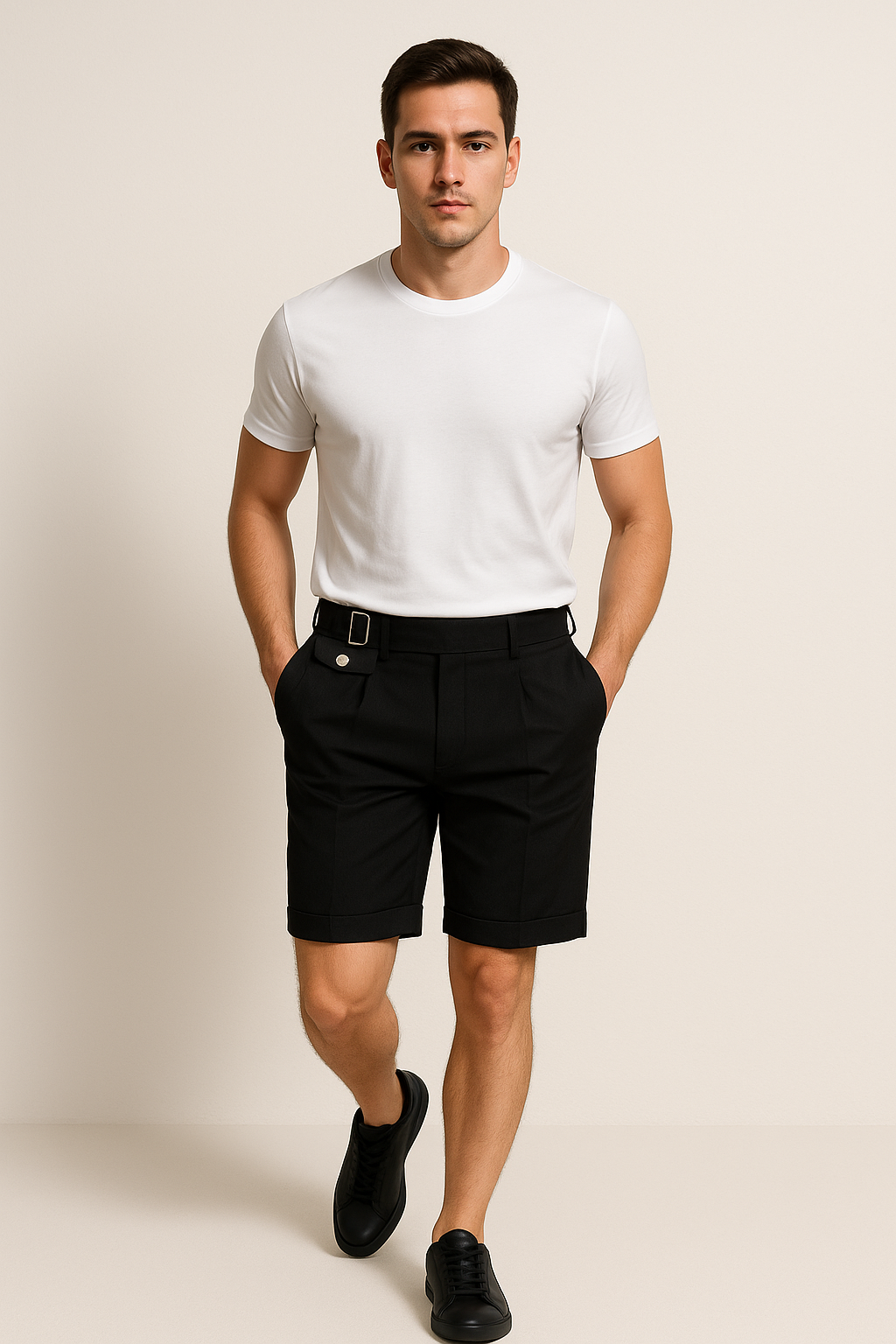 Effortless Tailored Mens Shorts With Cuffed Hems 1