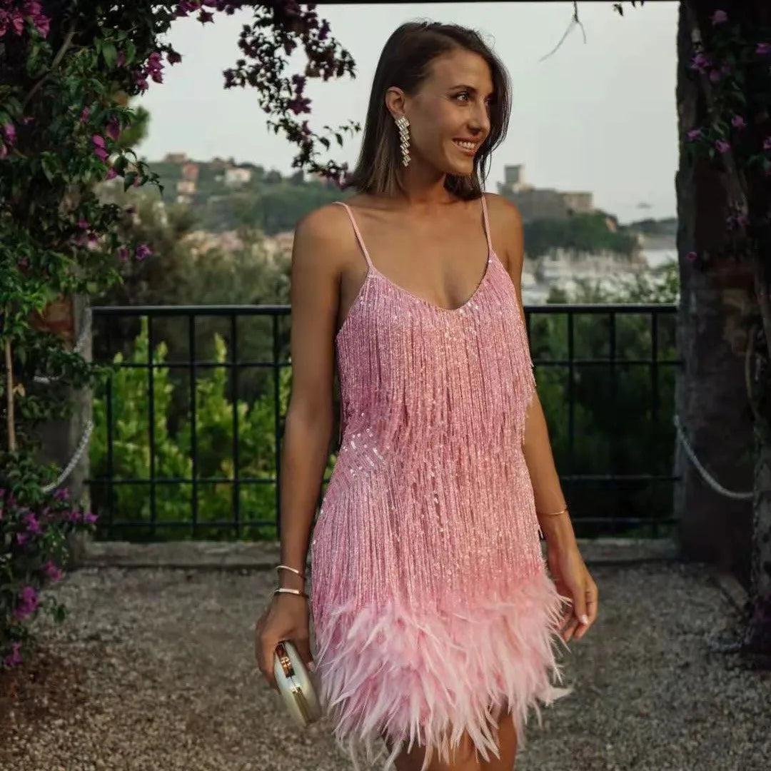 Elegant Cocktail Dress With Fringe Detail 4