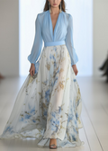 Elegant Floral Maxi Dress With Long Sleeves 0