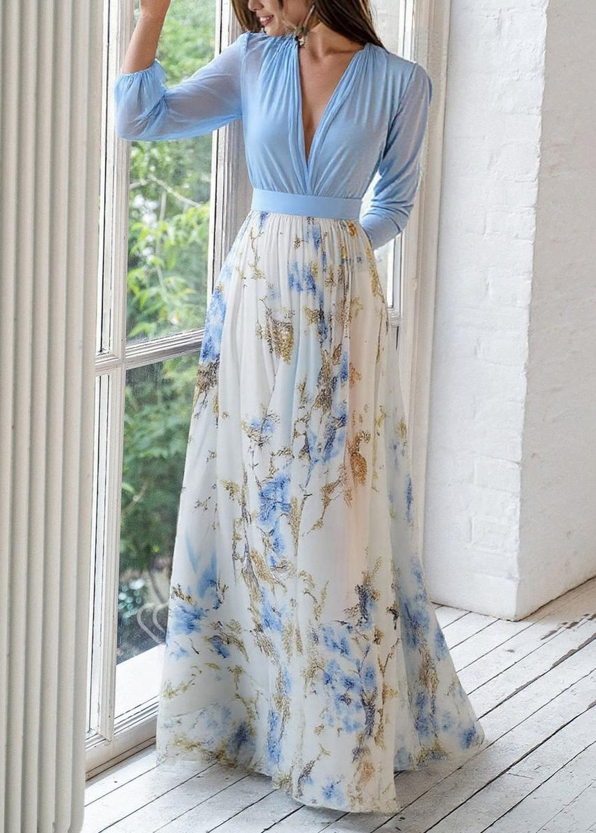 Elegant Floral Maxi Dress With Long Sleeves 2
