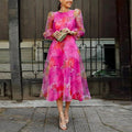 Elegant Floral Midi Dress For Wedding Guests 0