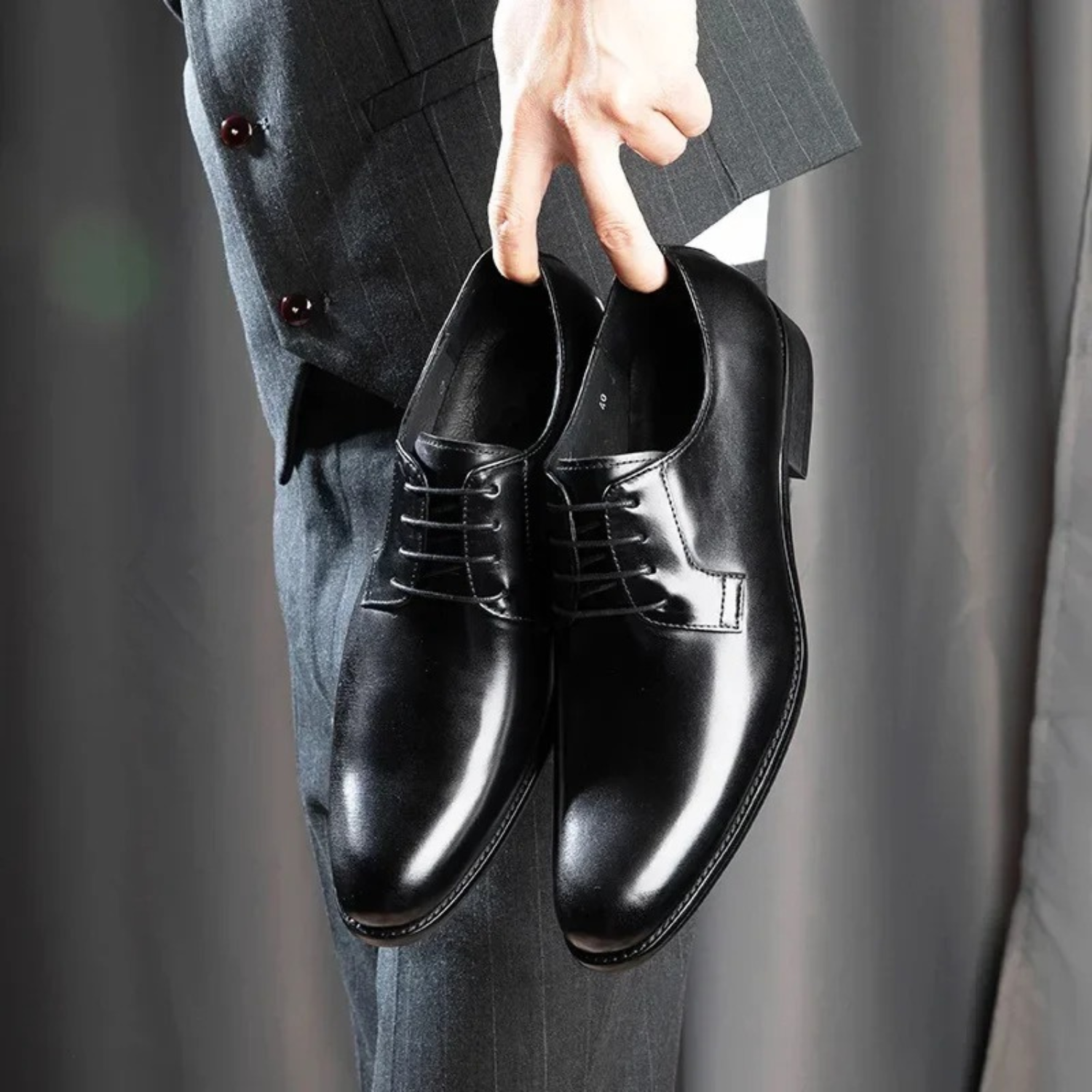 Elegant Men's Black Dress Shoes Oxford Style 0