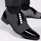 Elegant Men's Black Dress Shoes with Brogue Detail 1