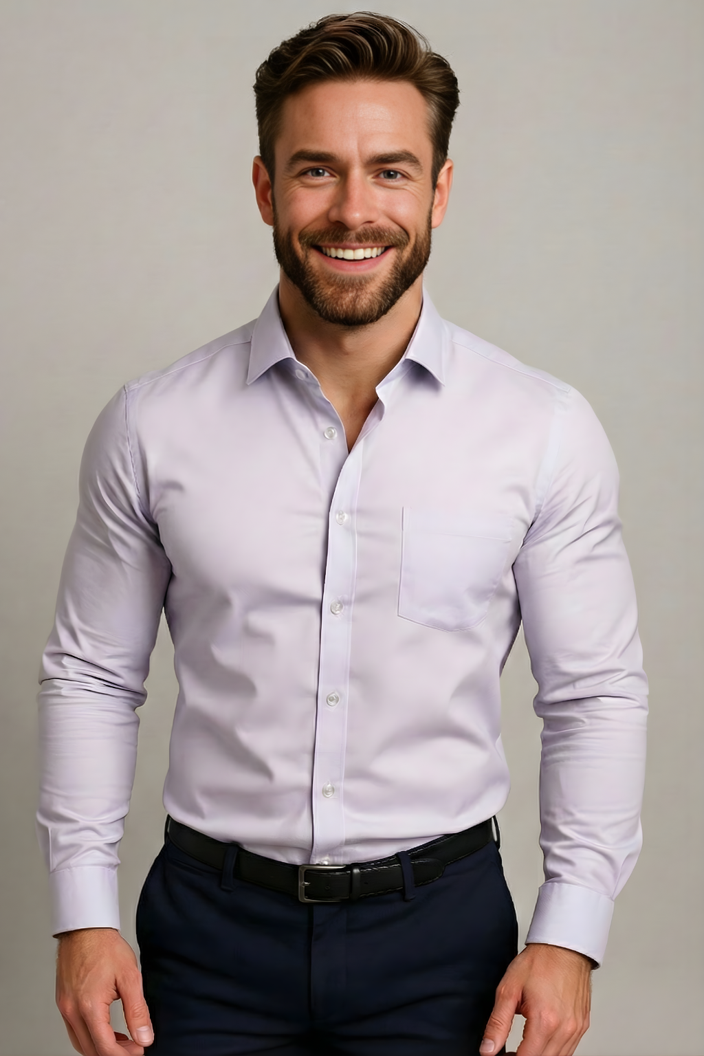 Elegant Men's Dress Shirt Long Sleeve Structured Fit 10