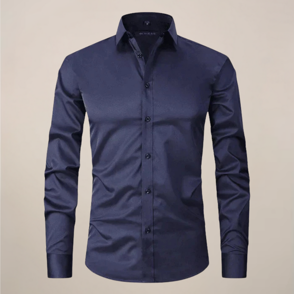 Elegant Men's Dress Shirt Long Sleeve Structured Fit 8