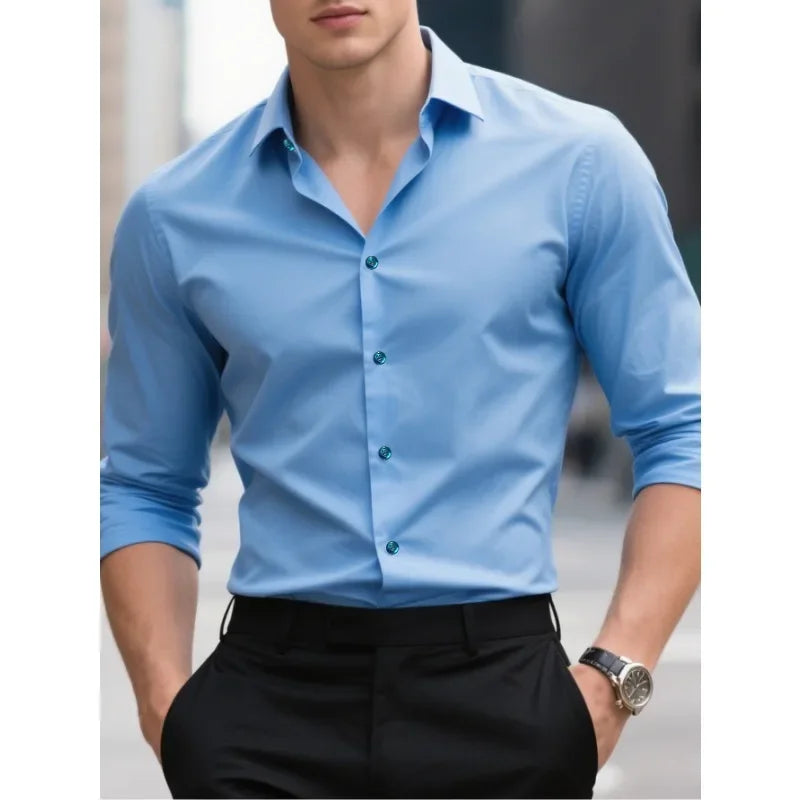 Elegant Men's Dress Shirt With Classic Collar 0