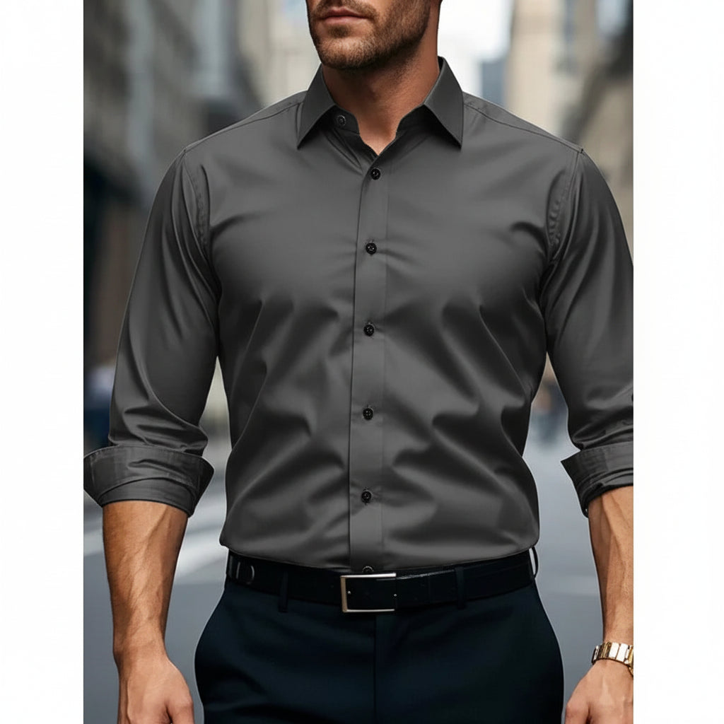 Elegant Men's Dress Shirt With Classic Collar 2