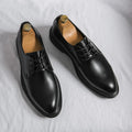 Elegant Mens Black Derby Shoes With Glossy Finish 0