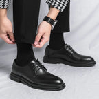 Elegant Mens Black Derby Shoes With Glossy Finish 3