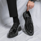 Elegant Mens Black Derby Shoes With Glossy Finish 4