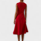 Elegant Midi Dress With Asymmetrical Drape 1