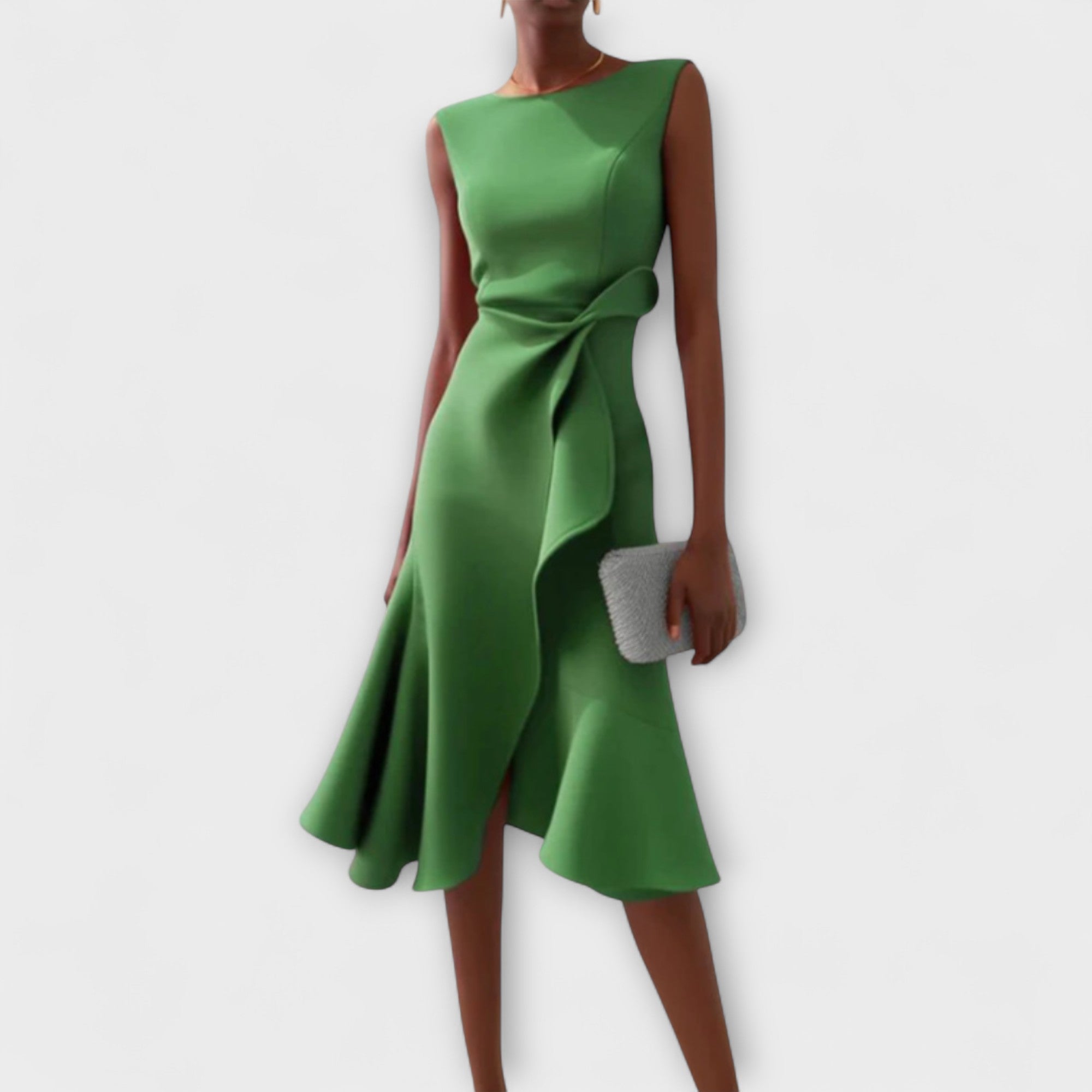 Elegant Midi Dress With Asymmetrical Drape 6