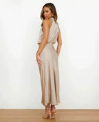 Elegant Midi Dress With High Neck Design 2