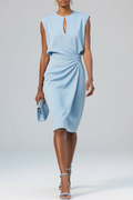 Elegant Midi Dress With Keyhole Neckline 0