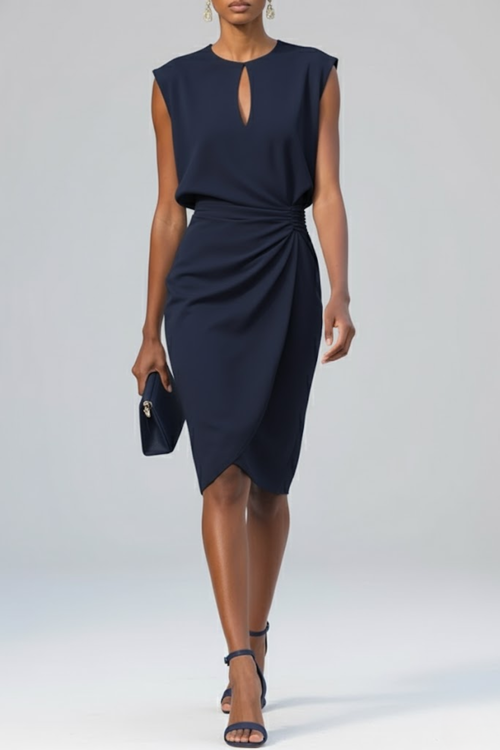 Elegant Midi Dress With Keyhole Neckline 1