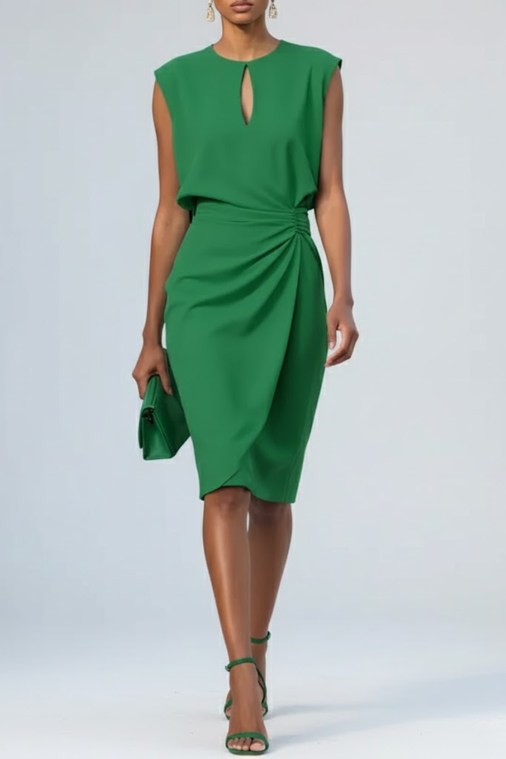 Elegant Midi Dress With Keyhole Neckline 4