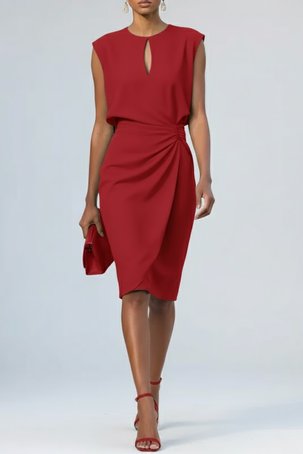 Elegant Midi Dress With Keyhole Neckline 5