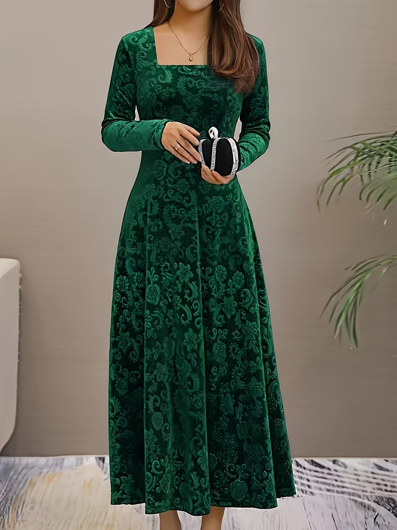 Elegant Midi Floral Dress For Wedding Guests 1