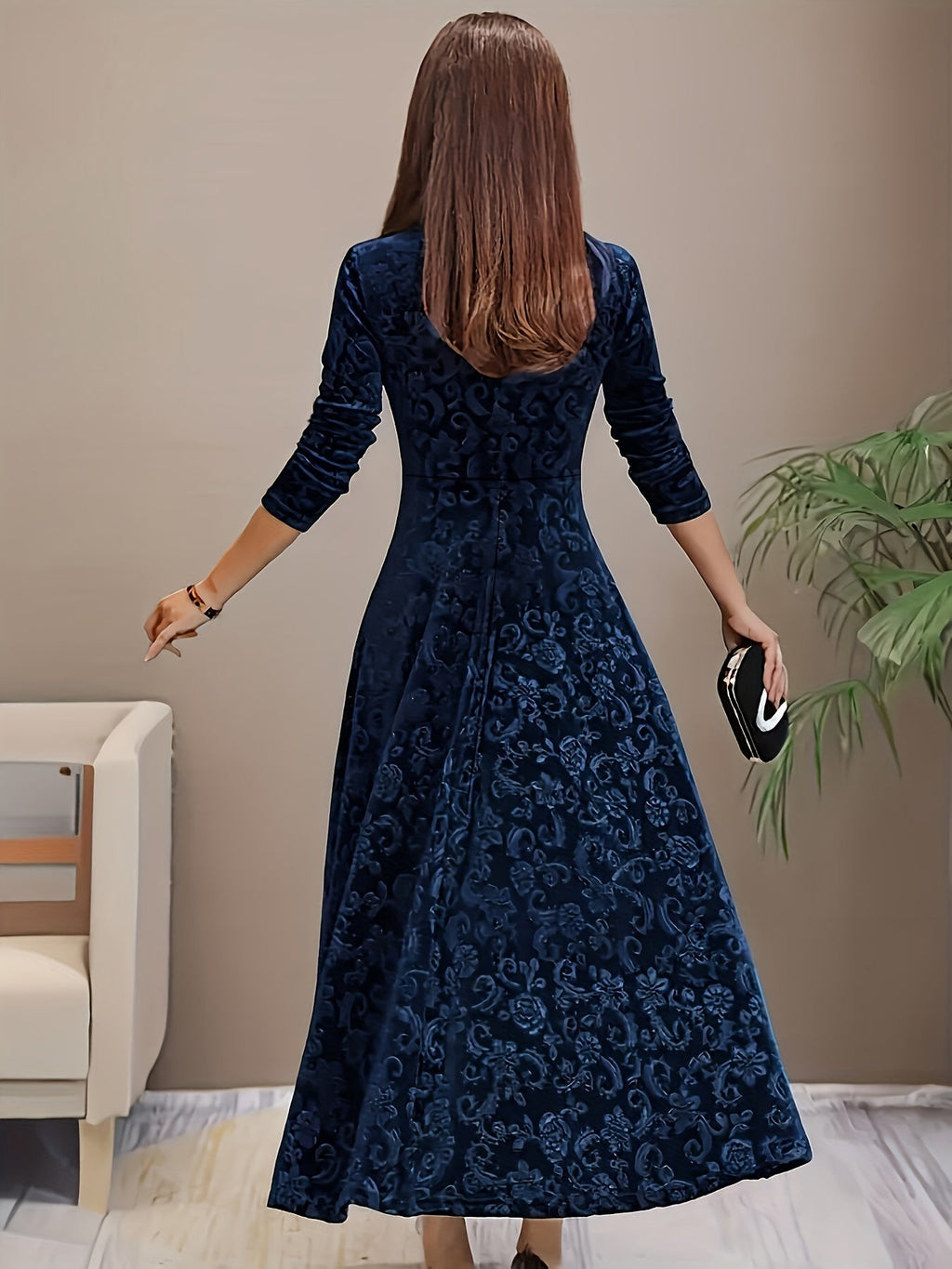 Elegant Midi Floral Dress For Wedding Guests 7
