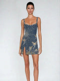 Elegant Mini Cocktail Dress With Slit Detail 0