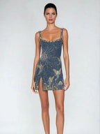 Elegant Mini Cocktail Dress With Slit Detail 0