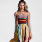 Elegant Strapless Summer Dress With Pleated Skirt 1
