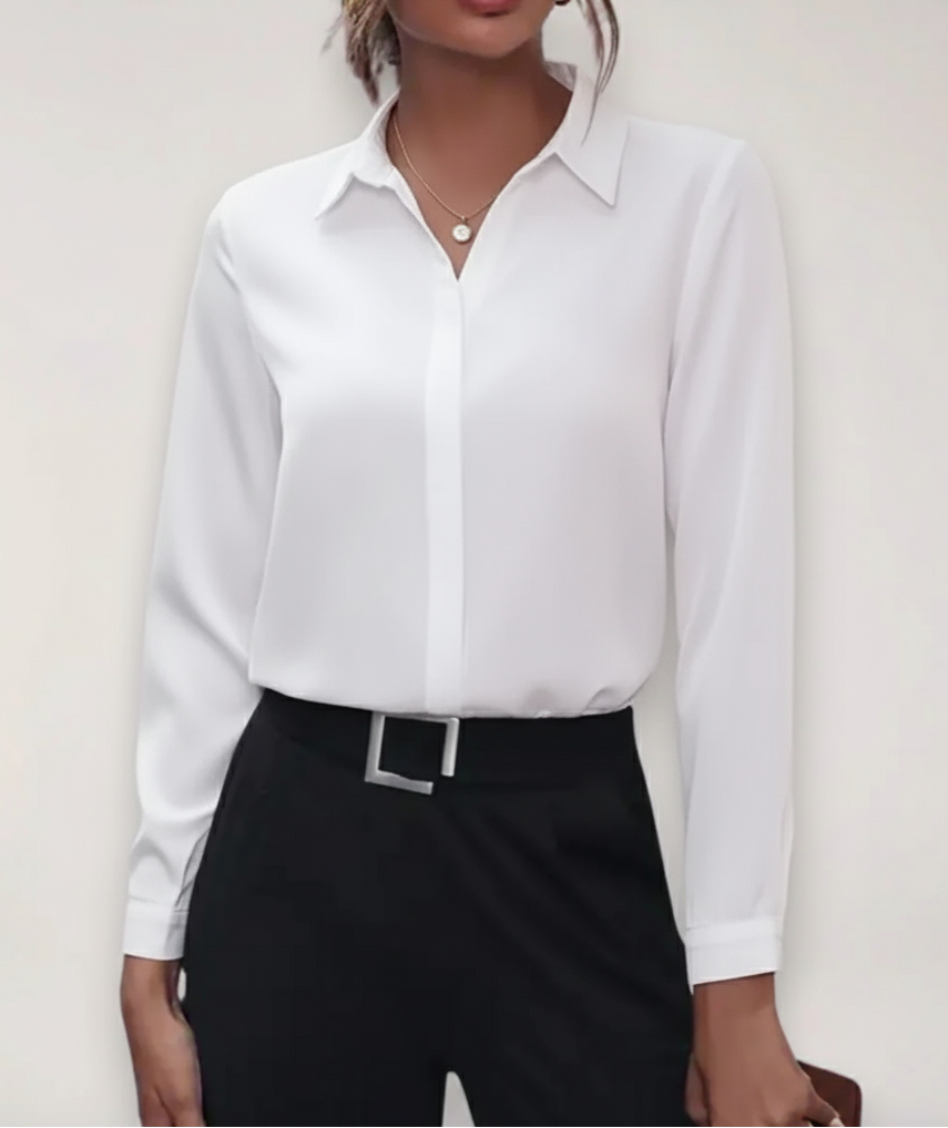 Elegant Tailored Blouse With Classic Collar 1
