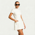 Elegant Women's Mini Dress with Pearl Trim 4