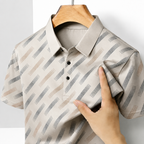 Men's green geometric print polo shirt