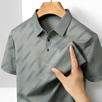 Men's green geometric print polo shirt