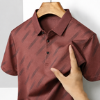 Men's green geometric print polo shirt