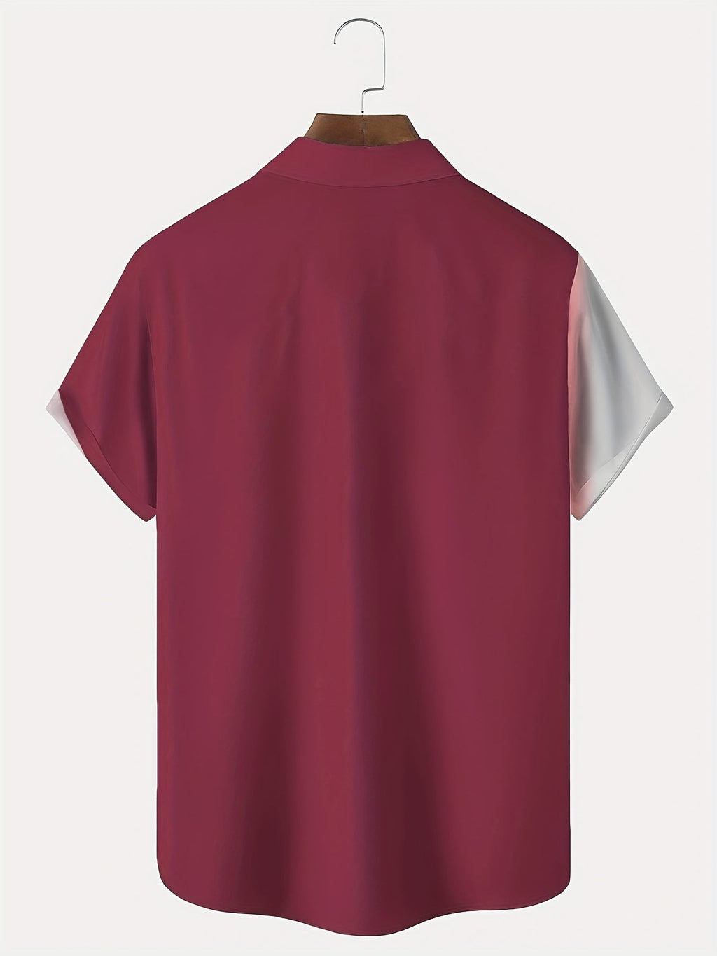 Men's blue gradient print holiday shirt with a camp collar