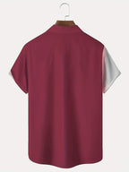 Men's blue gradient print holiday shirt with a camp collar