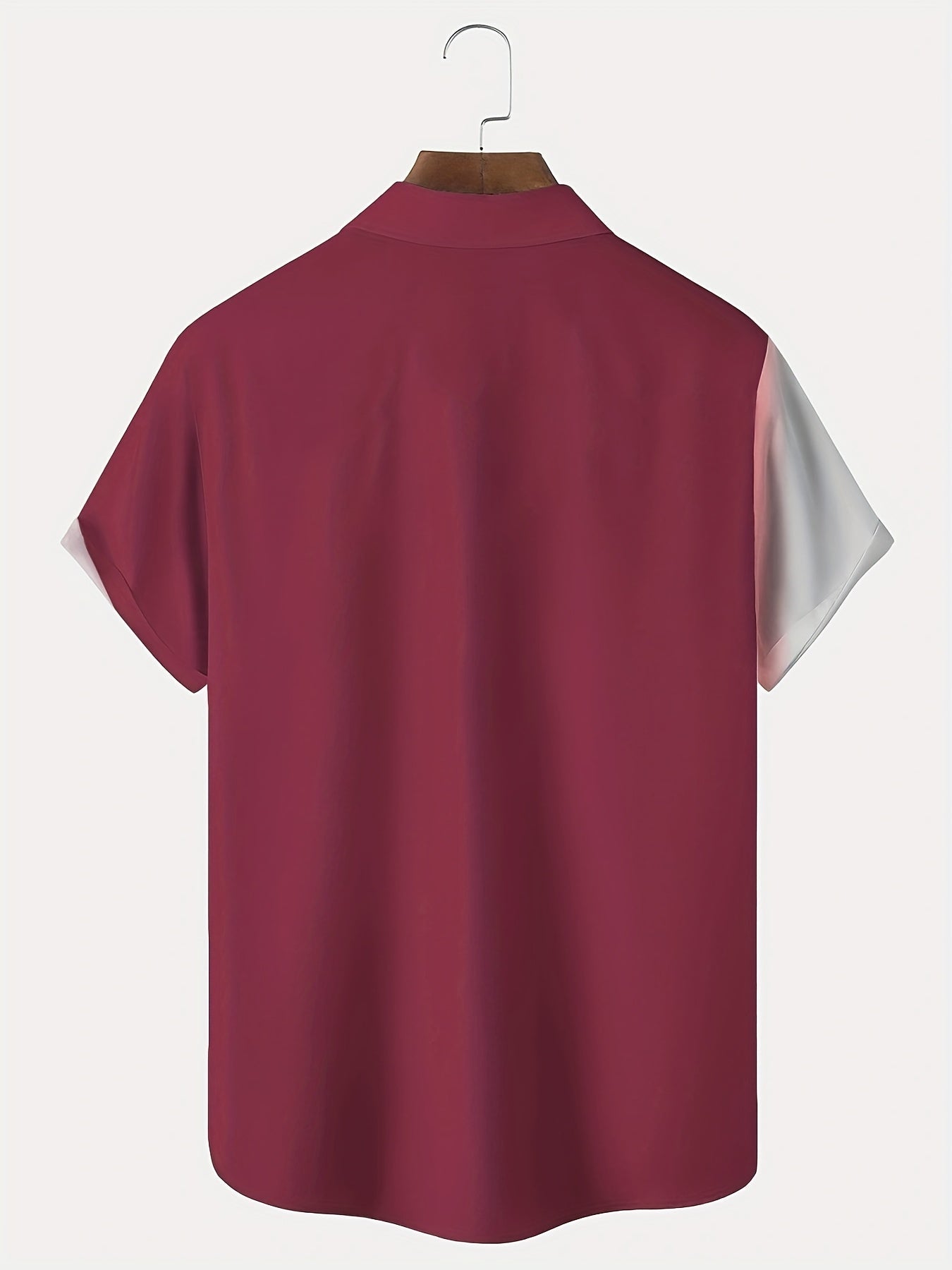 Men's blue gradient print holiday shirt with a camp collar