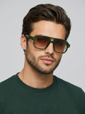 Men's square sunglasses with a double bridge