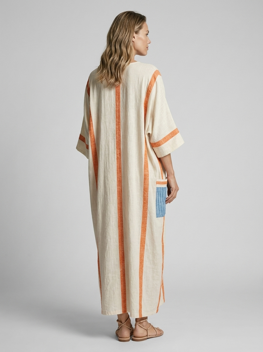 Women's boho maxi dress with a V-neck